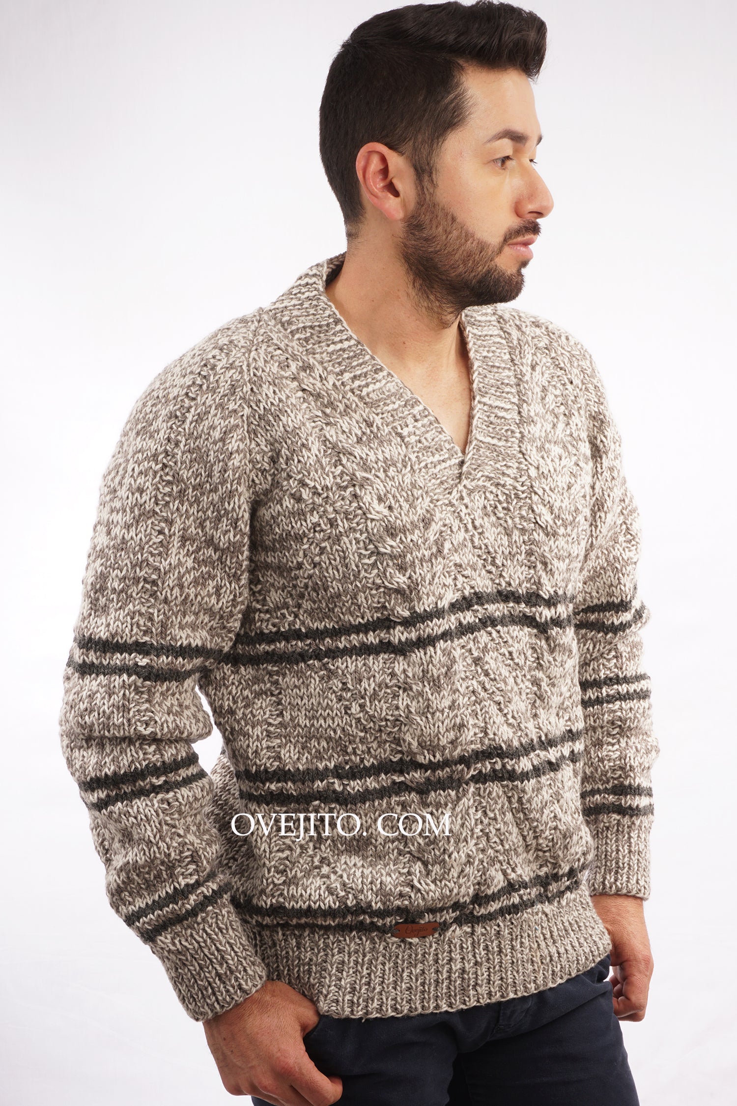 Sweater Hombre Cuello V Pullover Fino/textura Suave